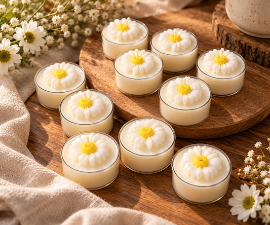CANDELOR Daisy Flower Tealight Candles – Set of 10