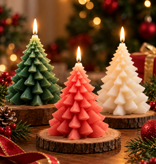 CANDELOR Christmas Tree Sculpted Wax Candle