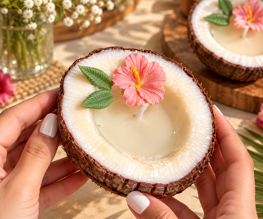CANDELOR Tropical Bloom Coconut Shell Candle