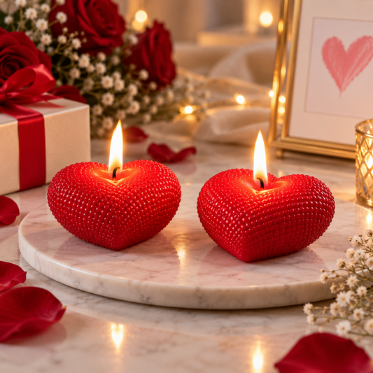 CANDELOR Heart-Shaped Wax Candles – Set of 2