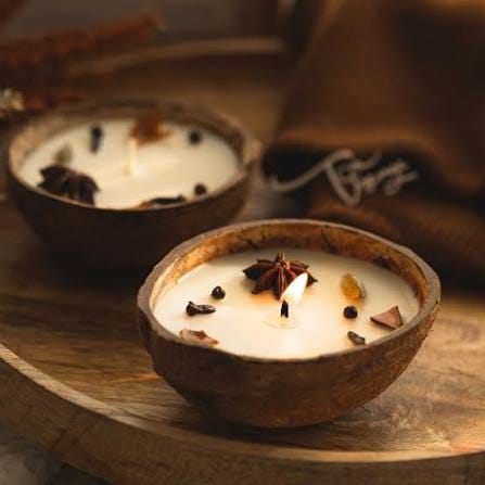 CANDELOR Coconut Shell Inspired Scented Wax Candle